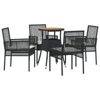Produktbild för Trädgårdsmöbelset 5 pcs Svart konstrotting