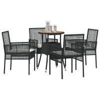 Produktbild för Trädgårdsmöbelset 5 pcs Svart konstrotting