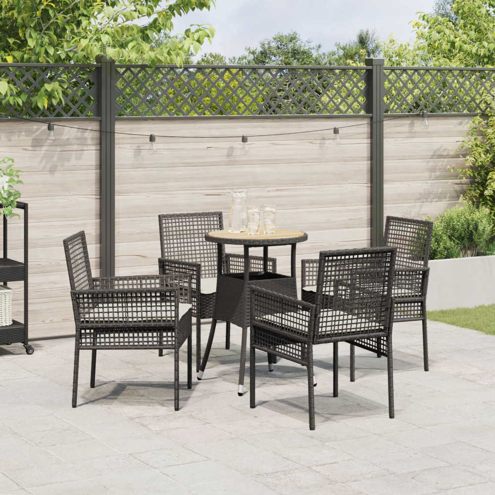 Produktbild för Trädgårdsmöbelset 5 pcs Svart konstrotting
