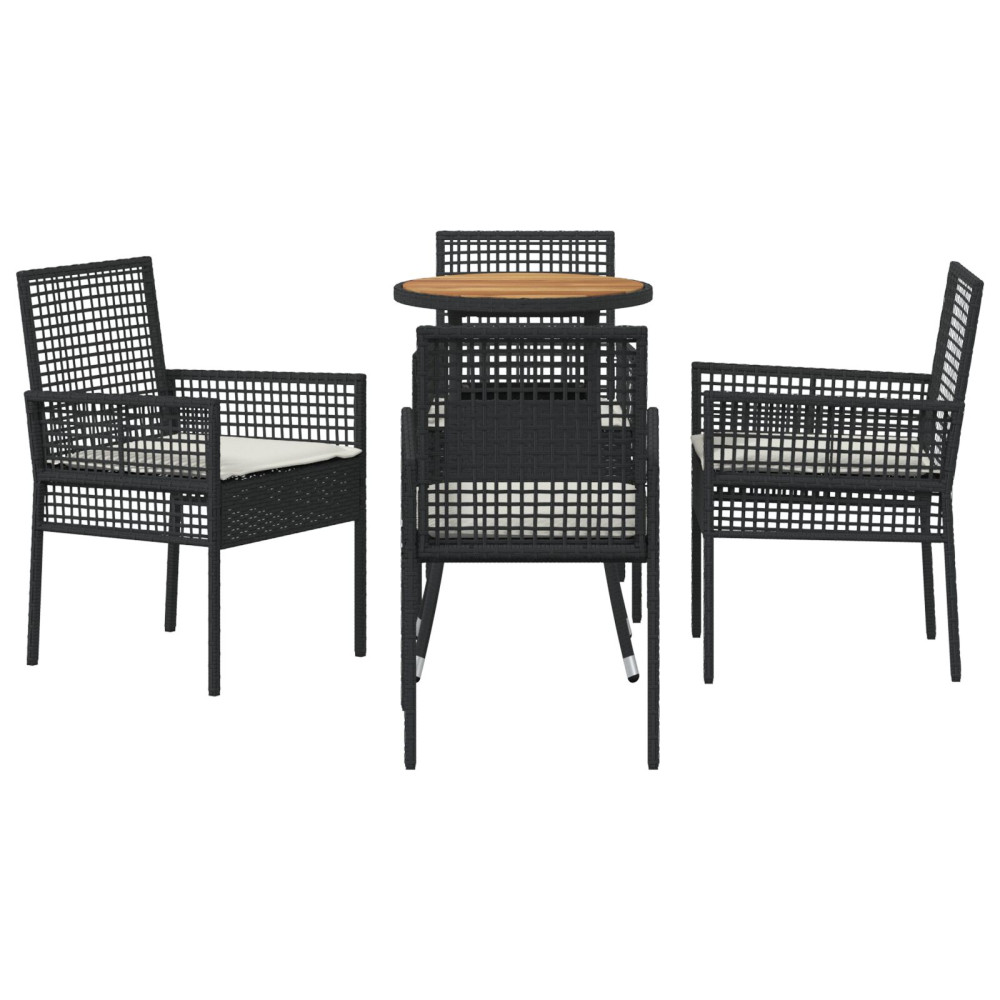 Produktbild för Trädgårdsmöbelset 5 pcs Svart konstrotting
