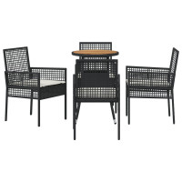 Produktbild för Trädgårdsmöbelset 5 pcs Svart konstrotting