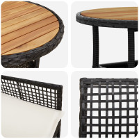 Produktbild för Trädgårdsmöbelset 5 pcs Svart konstrotting