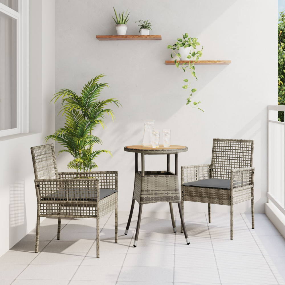 Produktbild för Trädgårdsmöbelset 3 pcs Grå konstrotting