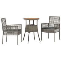 Produktbild för Trädgårdsmöbelset 3 pcs Grå konstrotting