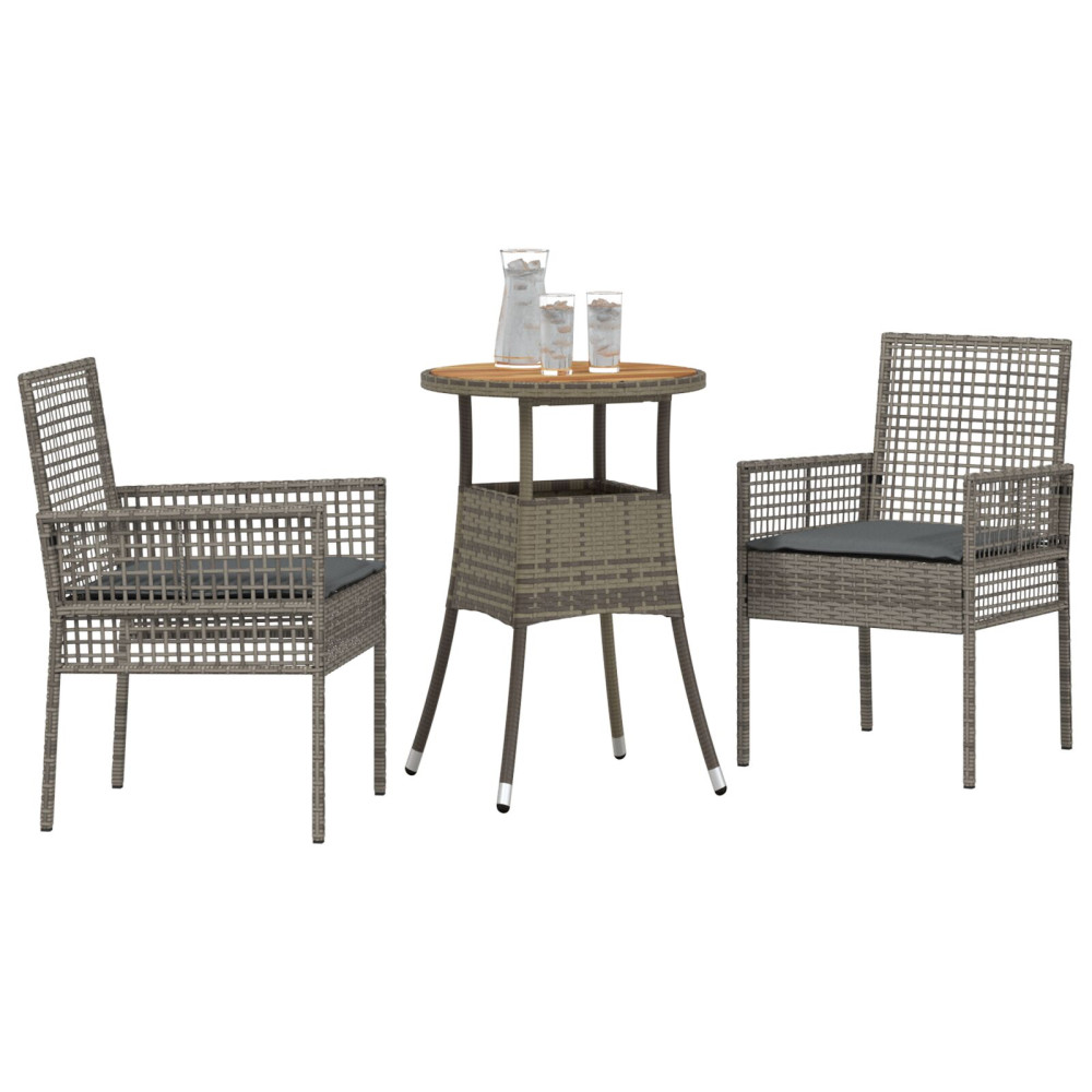 Produktbild för Trädgårdsmöbelset 3 pcs Grå konstrotting