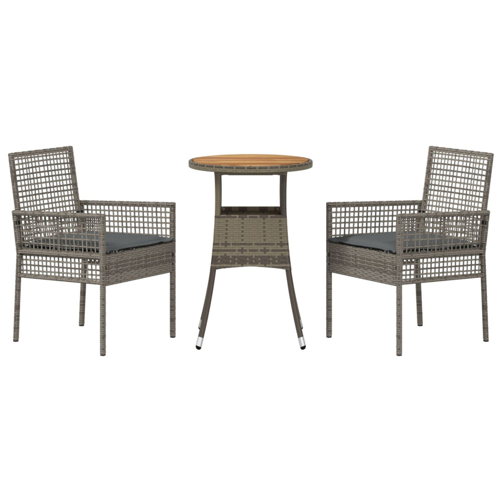 Produktbild för Trädgårdsmöbelset 3 pcs Grå konstrotting