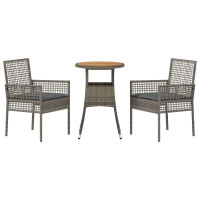 Produktbild för Trädgårdsmöbelset 3 pcs Grå konstrotting
