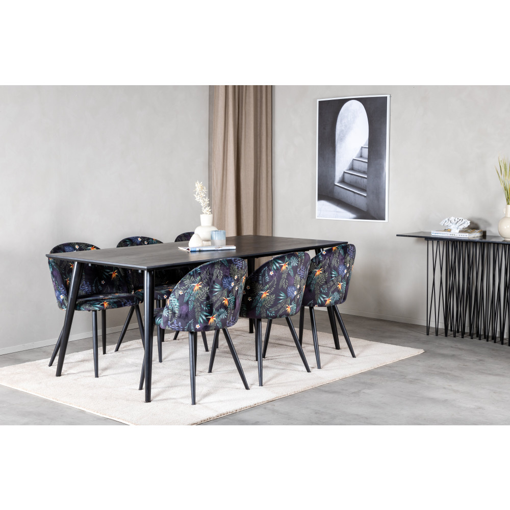 Produktbild för Dipp Matbord med Velvet Stolarna