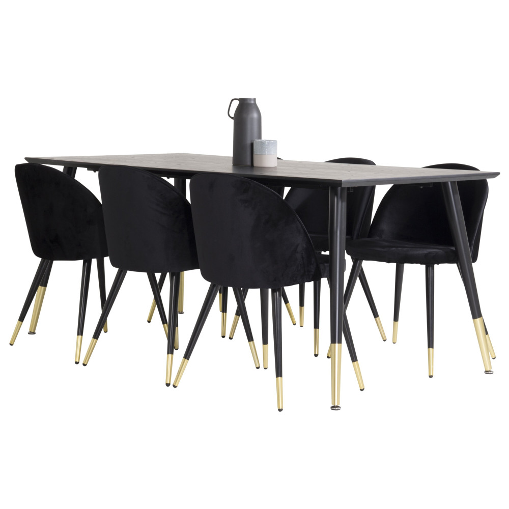 Produktbild för Dipp Matbord med Velvet Stolarna
