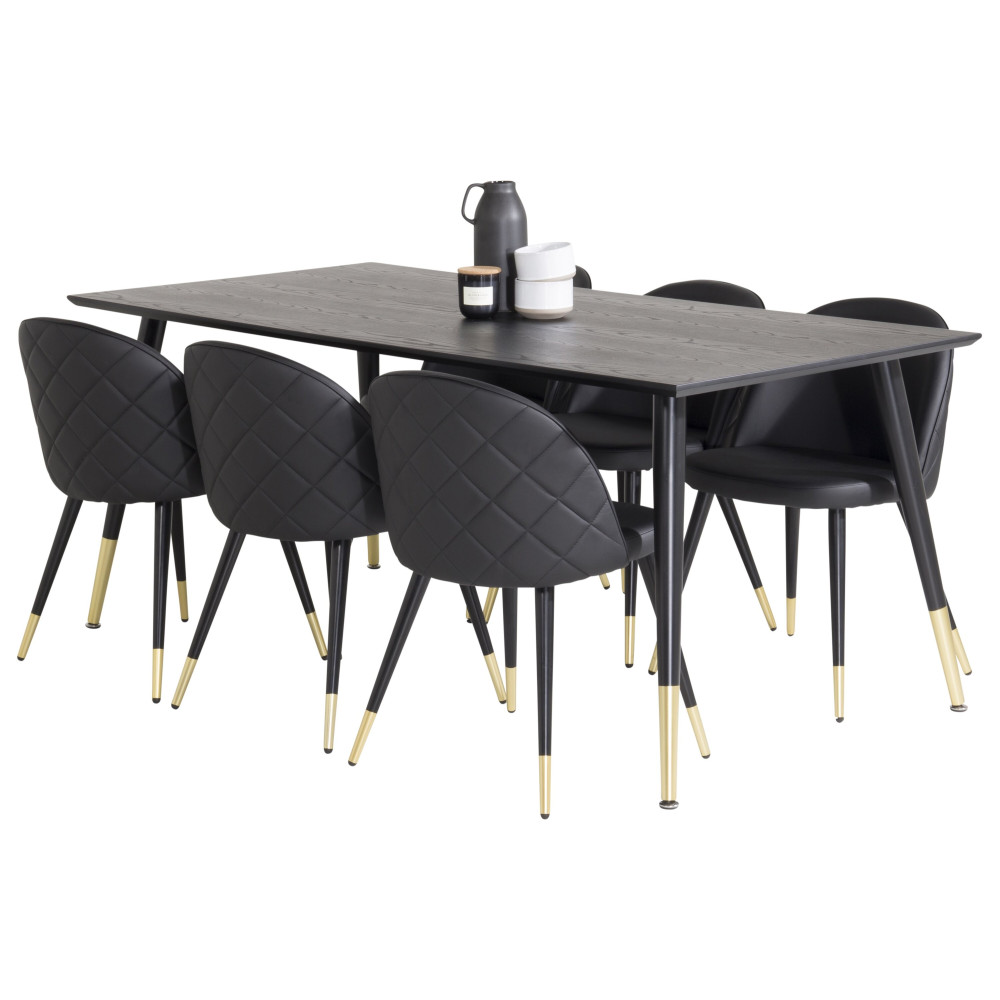 Produktbild för Dipp Matbord med Velvet Stolarna
