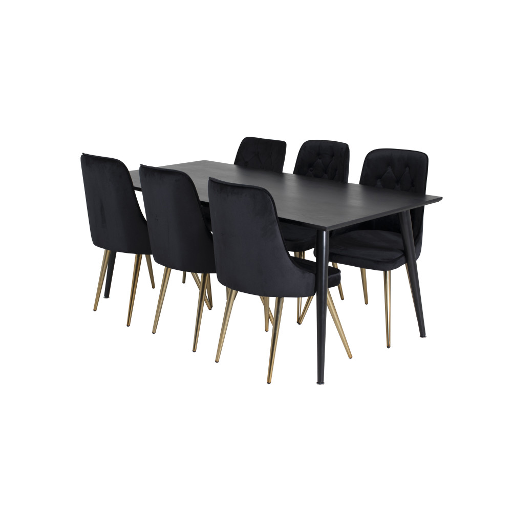 Produktbild för Dipp Matbord med Velvet Deluxe Stolarna
