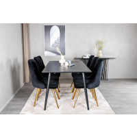 Produktbild för Dipp Matbord med Velvet Deluxe Stolarna
