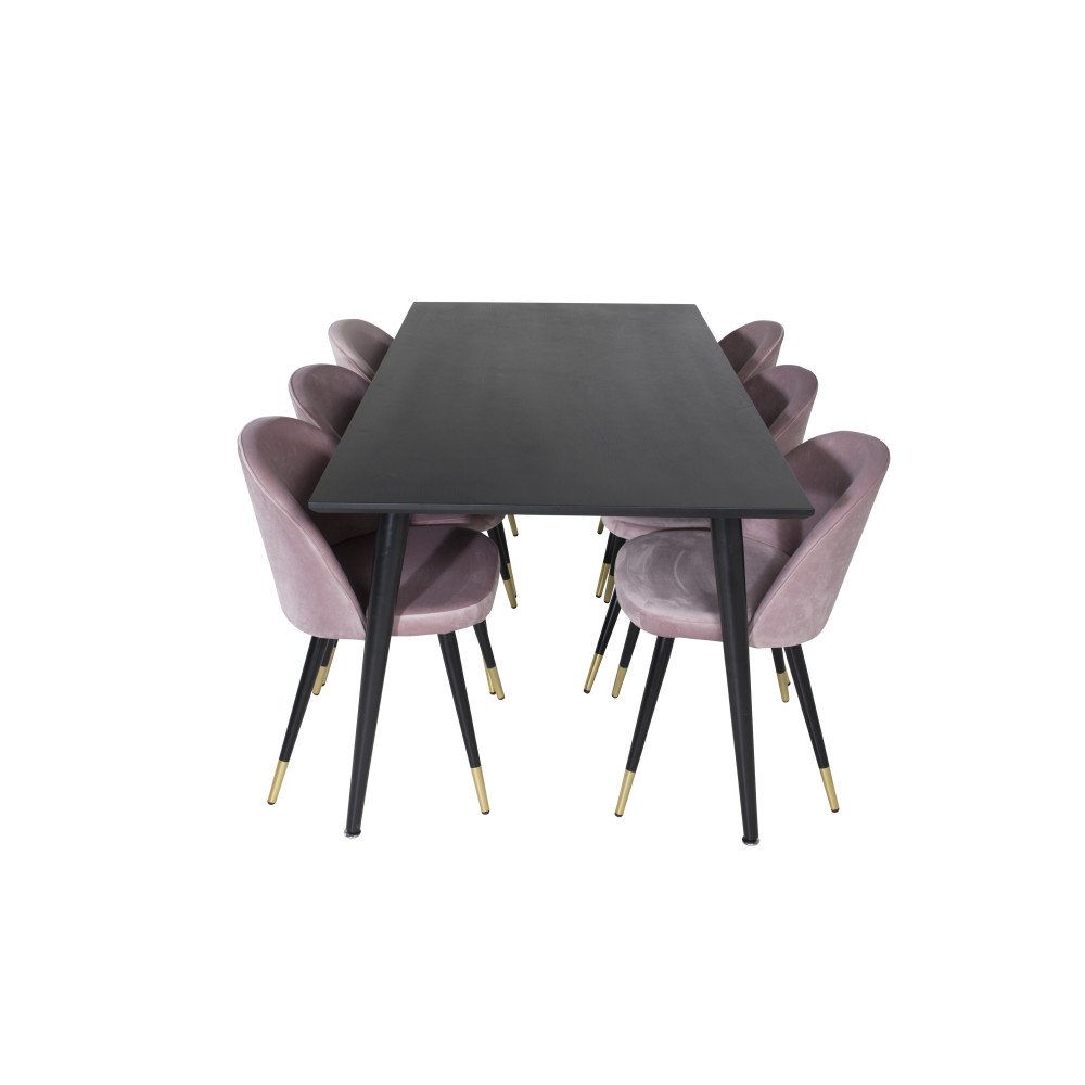 Produktbild för Dipp Matbord med Velvet Stolarna