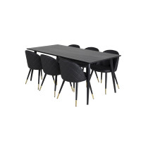 Produktbild för Dipp Matbord med Velvet Stolarna