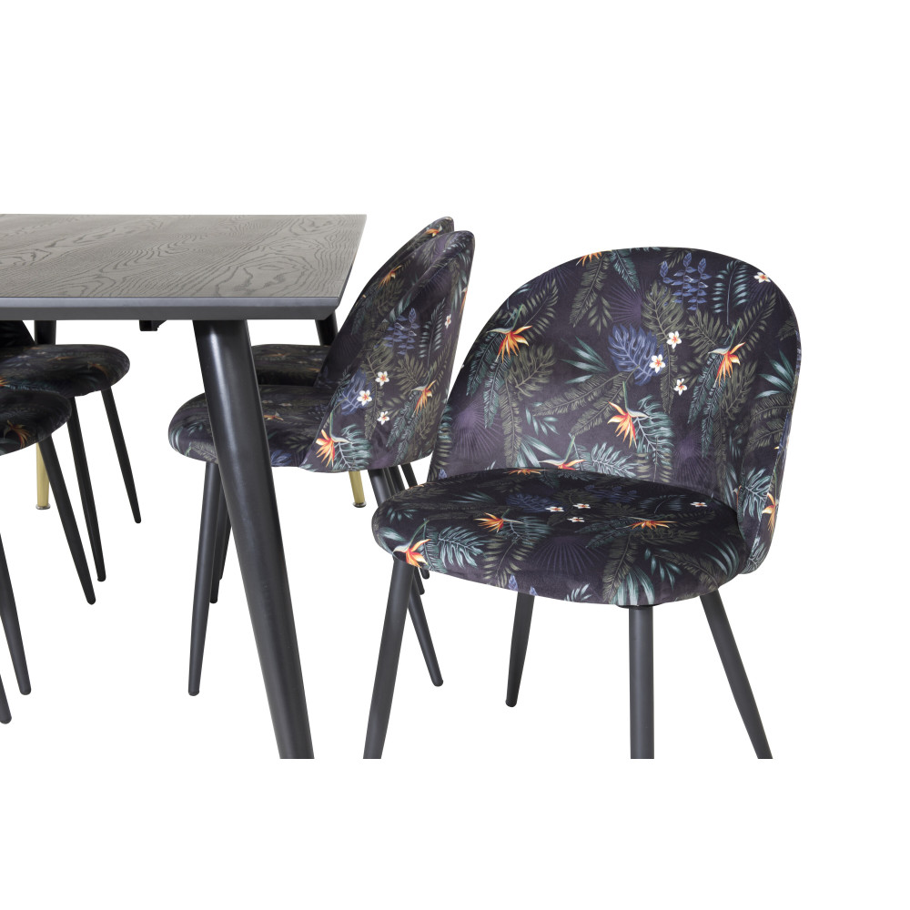 Produktbild för Dipp Matbord med Velvet Stolarna