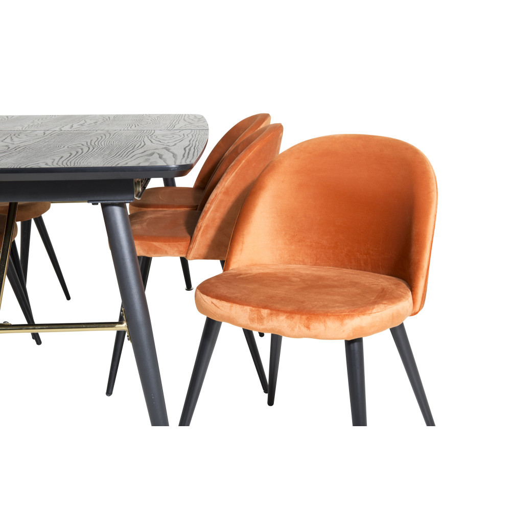 Produktbild för Gold Matbord med Velvet Stolarna