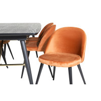 Produktbild för Gold Matbord med Velvet Stolarna