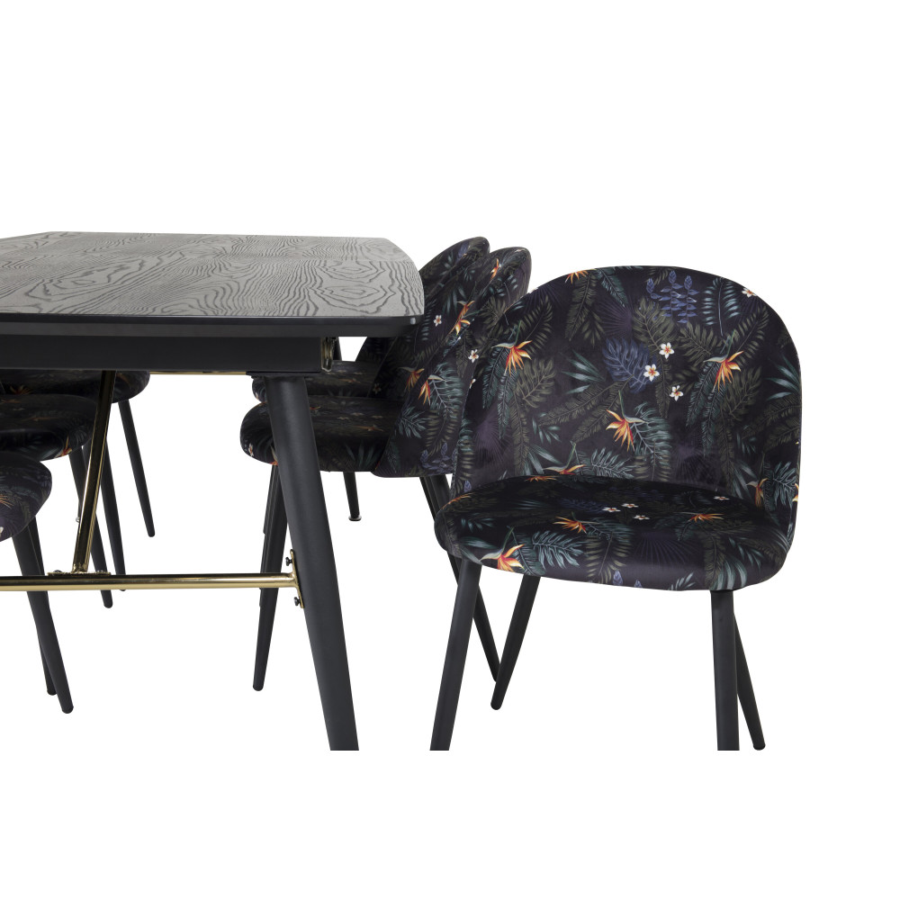 Produktbild för Gold Matbord med Velvet Stolarna