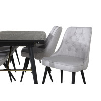 Produktbild för Gold Matbord med Velvet Deluxe Stolarna