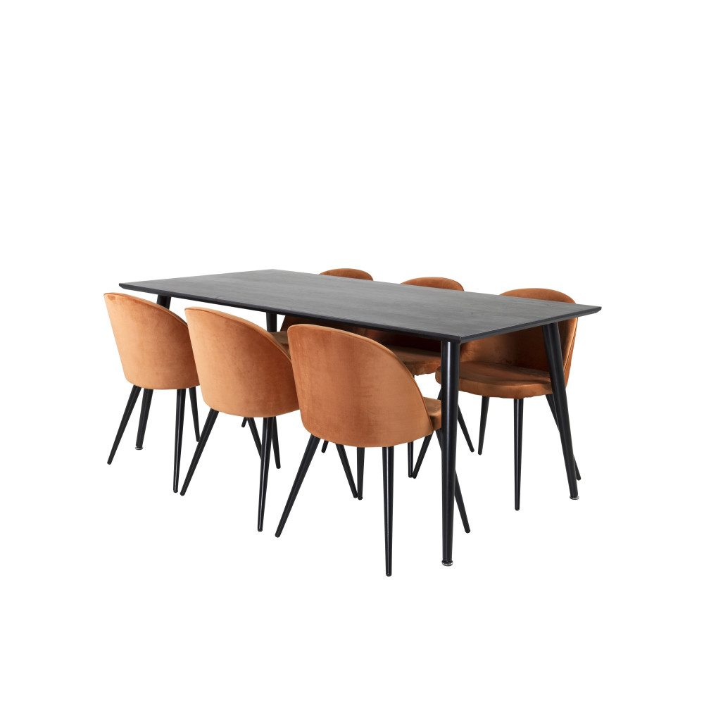 Produktbild för Dipp Matbord med Velvet Stolarna