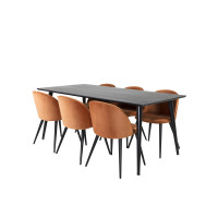 Produktbild för Dipp Matbord med Velvet Stolarna
