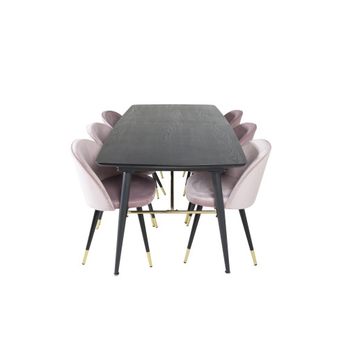 Venture Home Gold Matbord med Velvet Stolarna