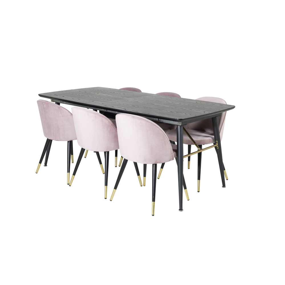 Produktbild för Gold Matbord med Velvet Stolarna