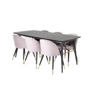 Produktbild för Gold Matbord med Velvet Stolarna