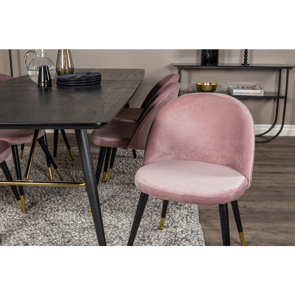 Produktbild för Gold Matbord med Velvet Stolarna