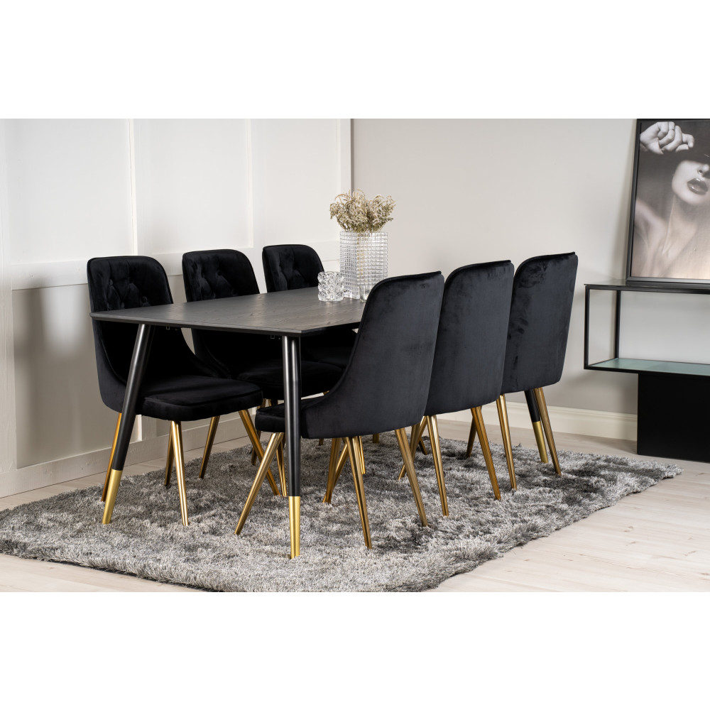 Produktbild för Dipp Matbord med Velvet Deluxe Stolarna