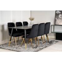 Produktbild för Dipp Matbord med Velvet Deluxe Stolarna