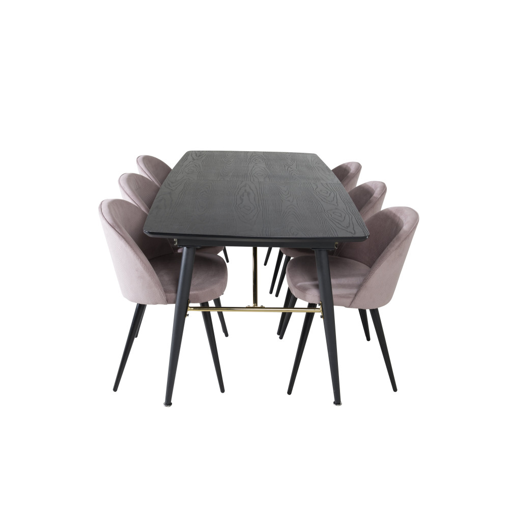 Produktbild för Gold Matbord med Velvet Stolarna