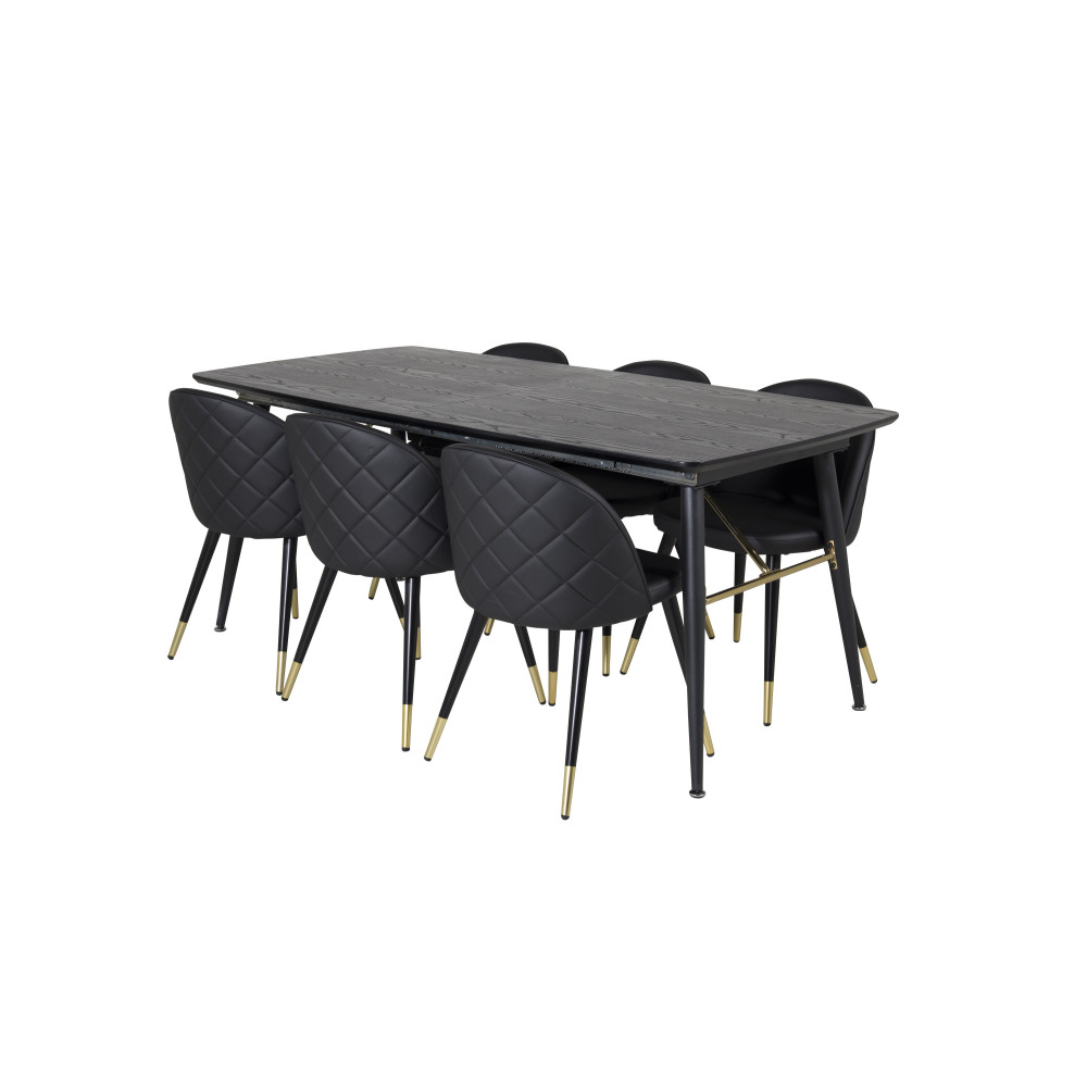 Produktbild för Gold Matbord med Velvet Stolarna