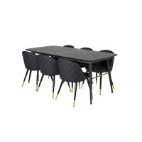 Produktbild för Gold Matbord med Velvet Stolarna