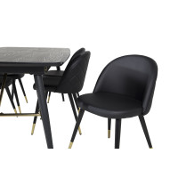 Produktbild för Gold Matbord med Velvet Stolarna