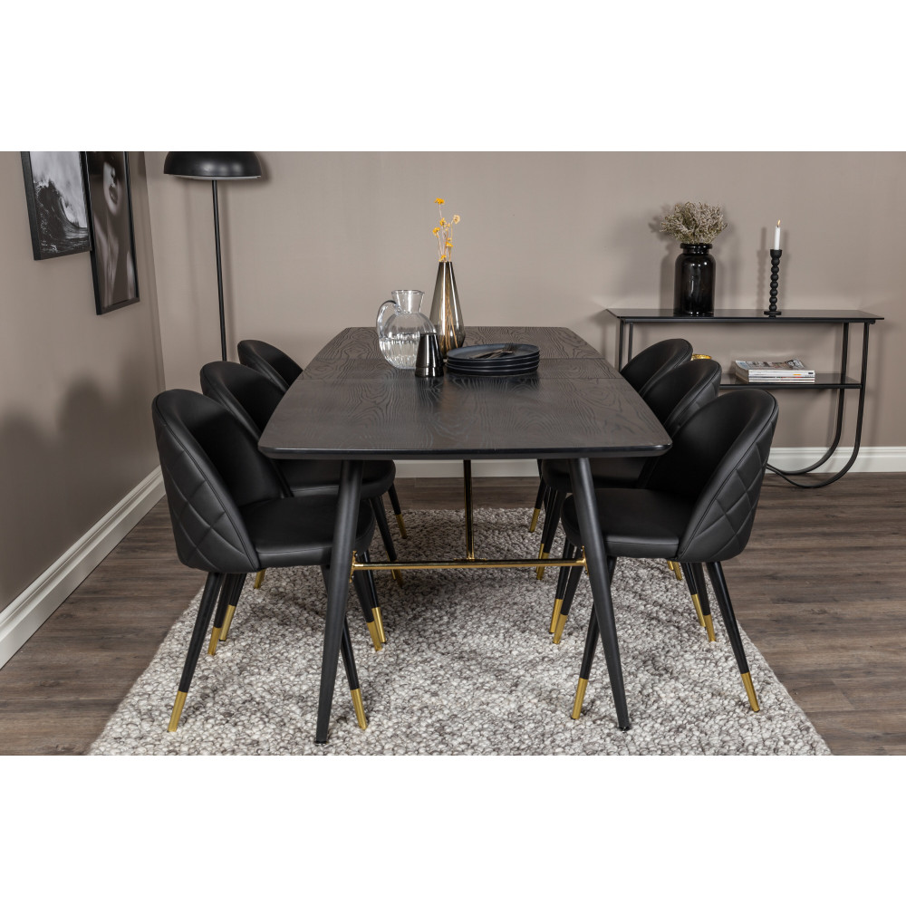 Produktbild för Gold Matbord med Velvet Stolarna