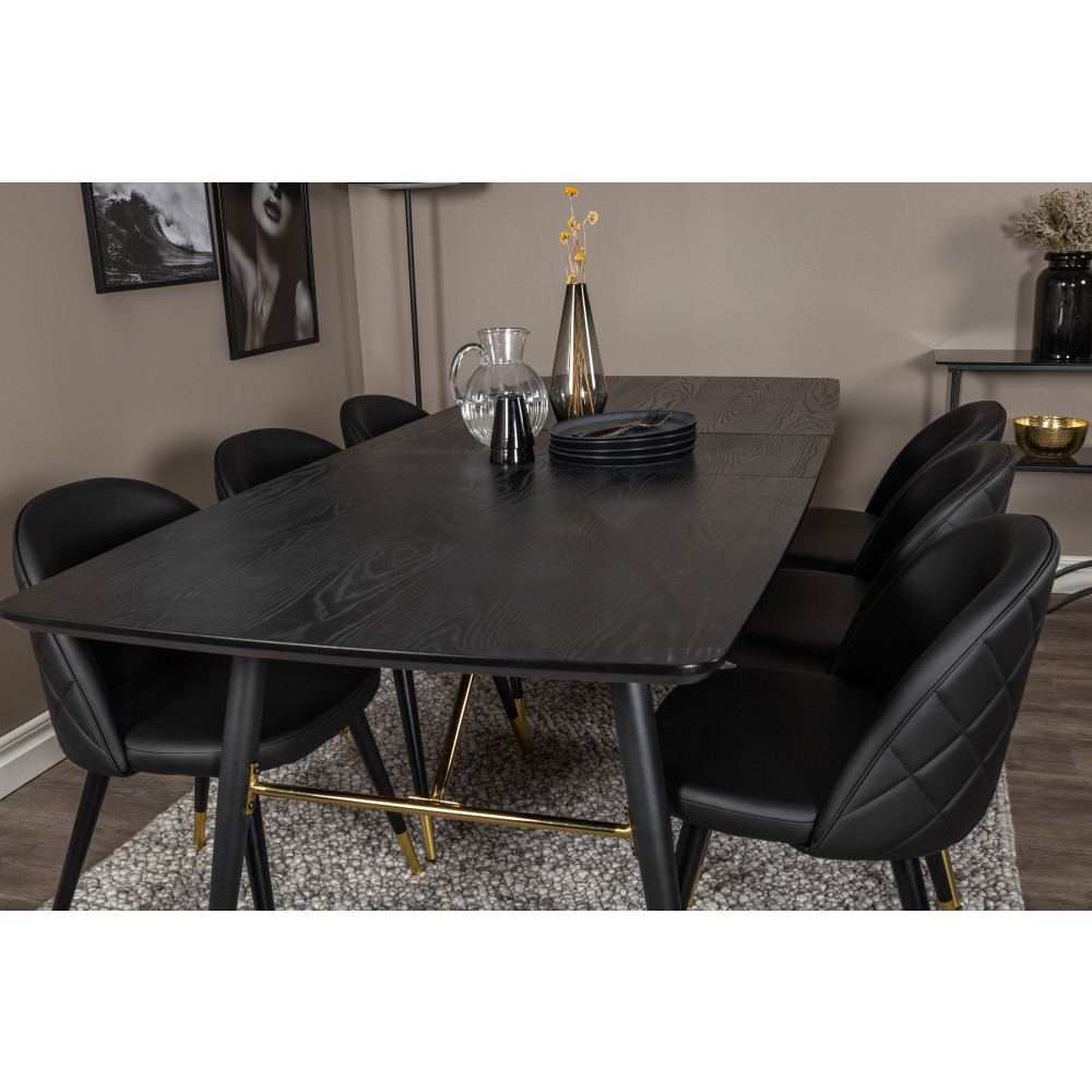 Produktbild för Gold Matbord med Velvet Stolarna