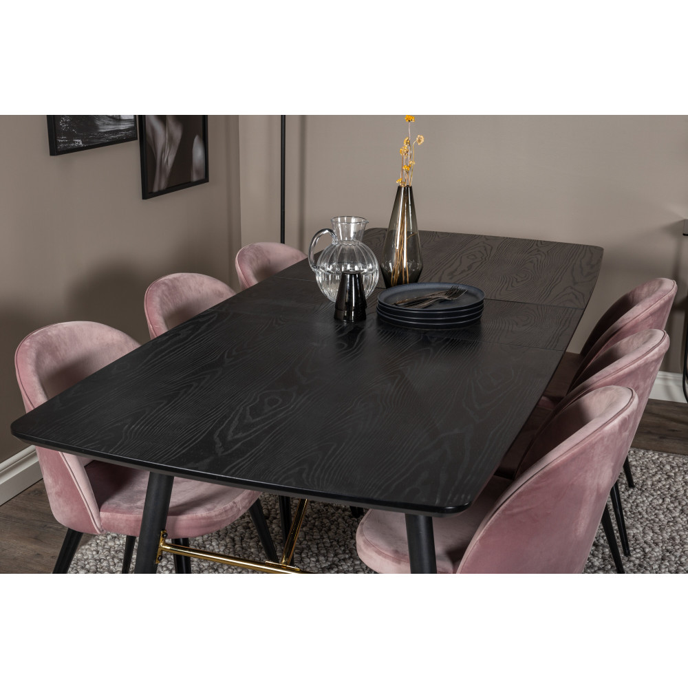 Produktbild för Gold Matbord med Velvet Stolarna