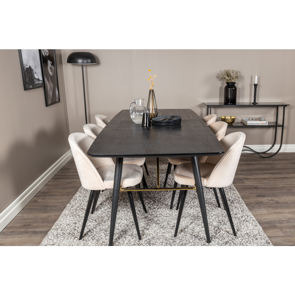 Produktbild för Gold Matbord med Velvet Stolarna