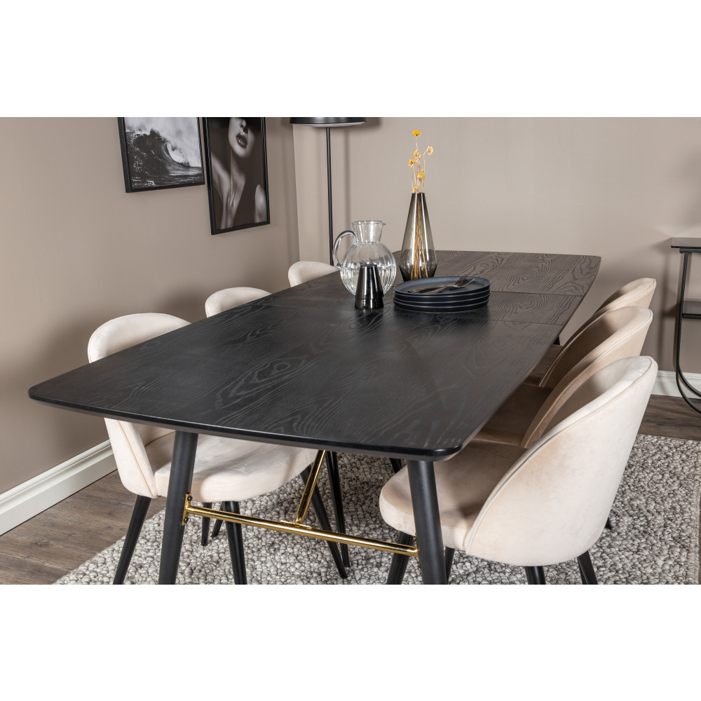 Produktbild för Gold Matbord med Velvet Stolarna