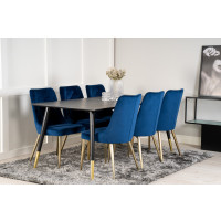 Produktbild för Dipp Matbord med Velvet Deluxe Stolarna