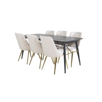 Produktbild för Gold Matbord med Velvet Deluxe Stolarna