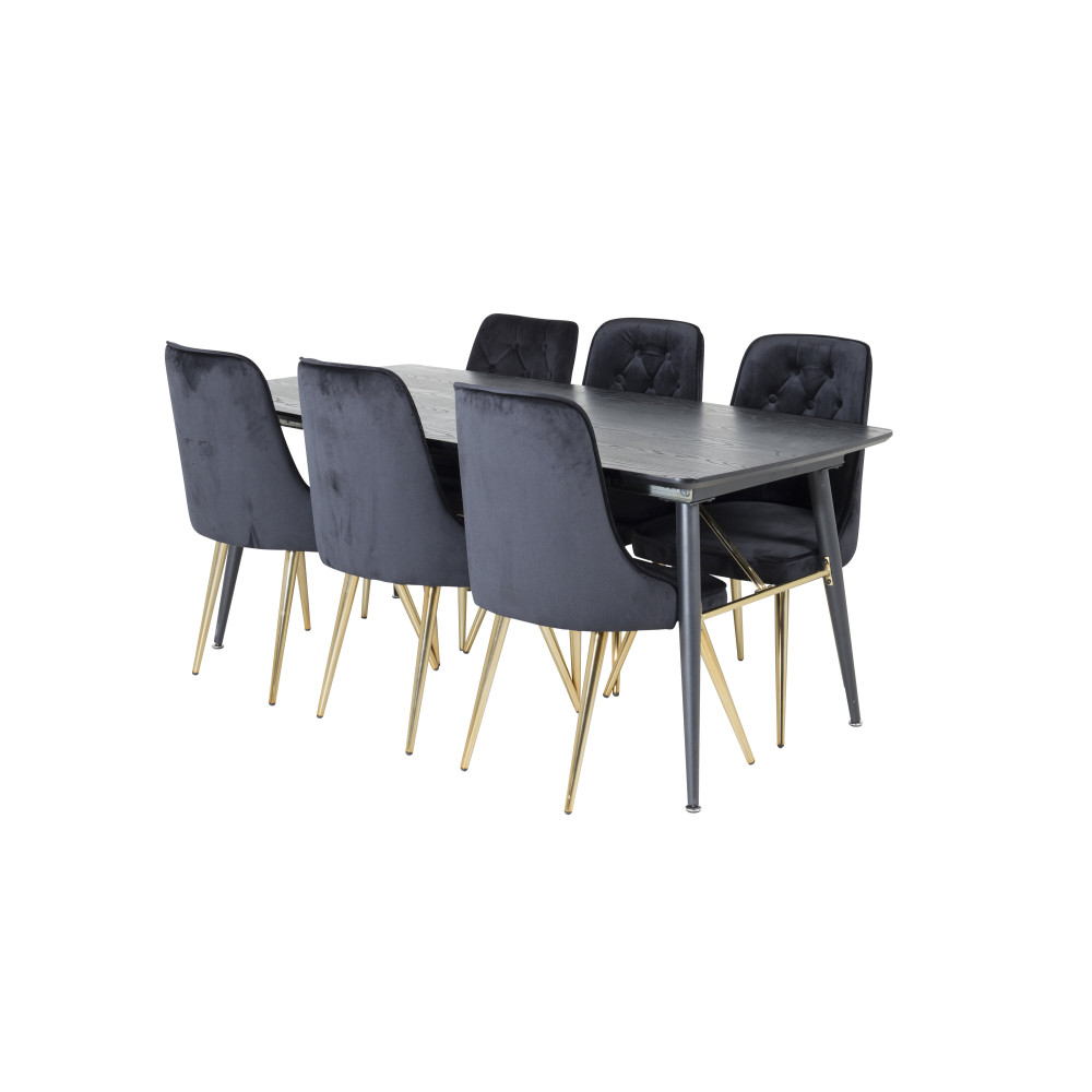 Produktbild för Gold Matbord med Velvet Deluxe Stolarna