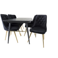 Produktbild för Gold Matbord med Velvet Deluxe Stolarna