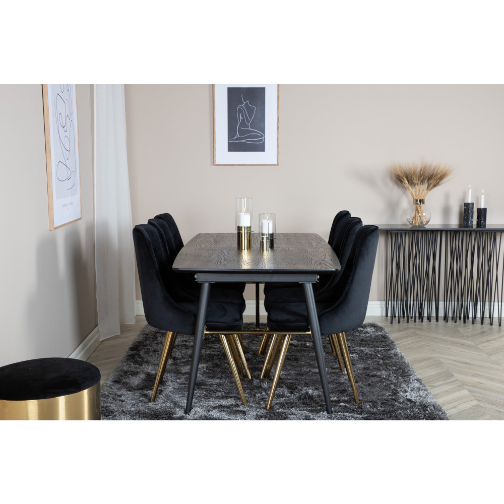 Produktbild för Gold Matbord med Velvet Deluxe Stolarna