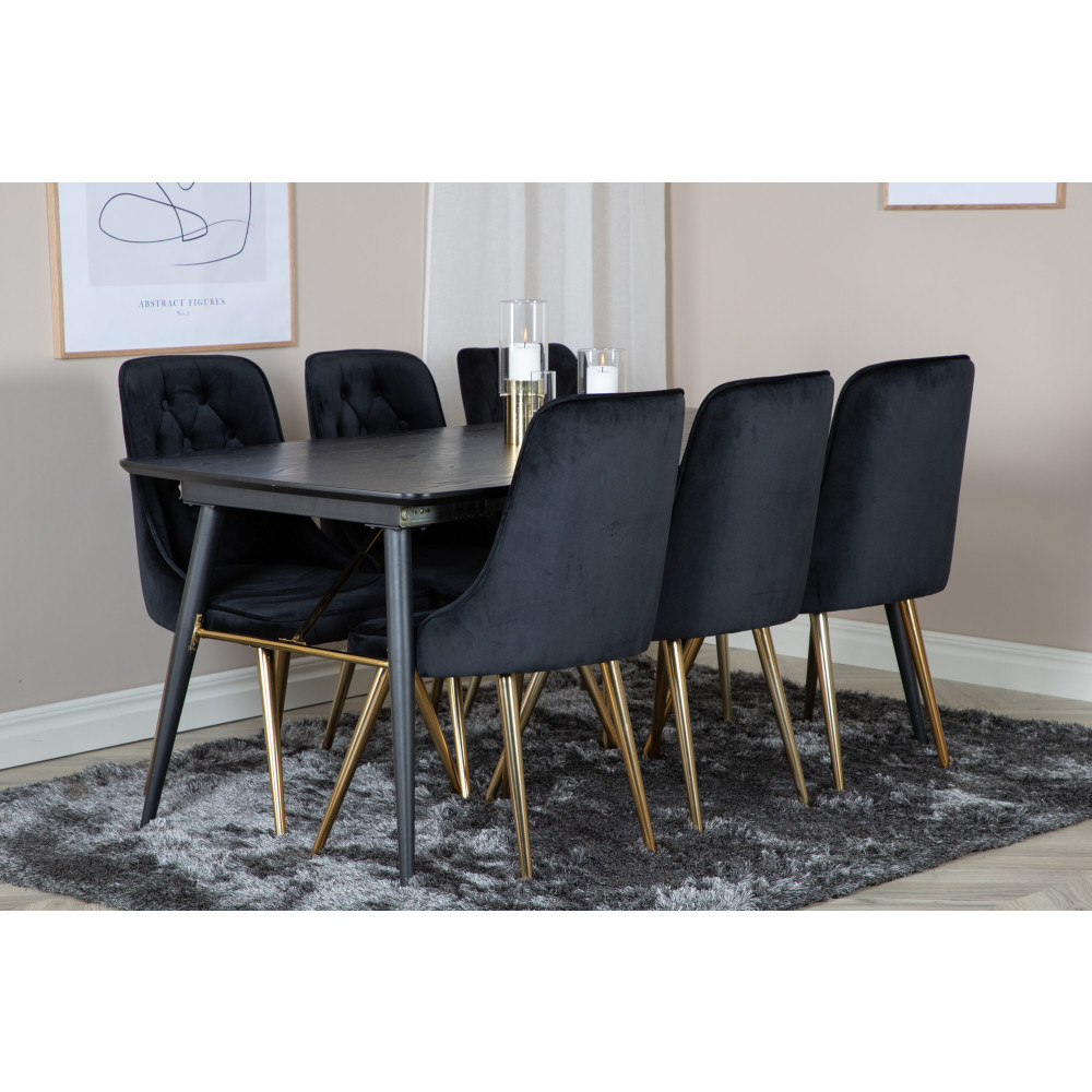 Produktbild för Gold Matbord med Velvet Deluxe Stolarna