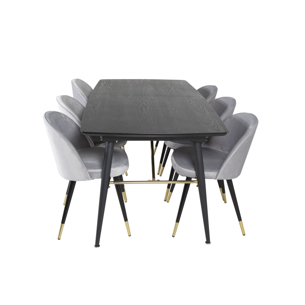 Produktbild för Gold Matbord med Velvet Stolarna