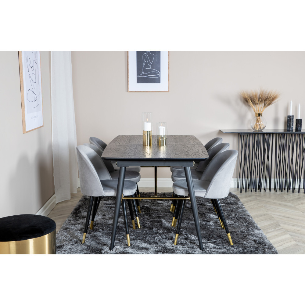Produktbild för Gold Matbord med Velvet Stolarna