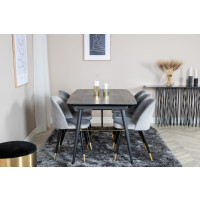 Produktbild för Gold Matbord med Velvet Stolarna