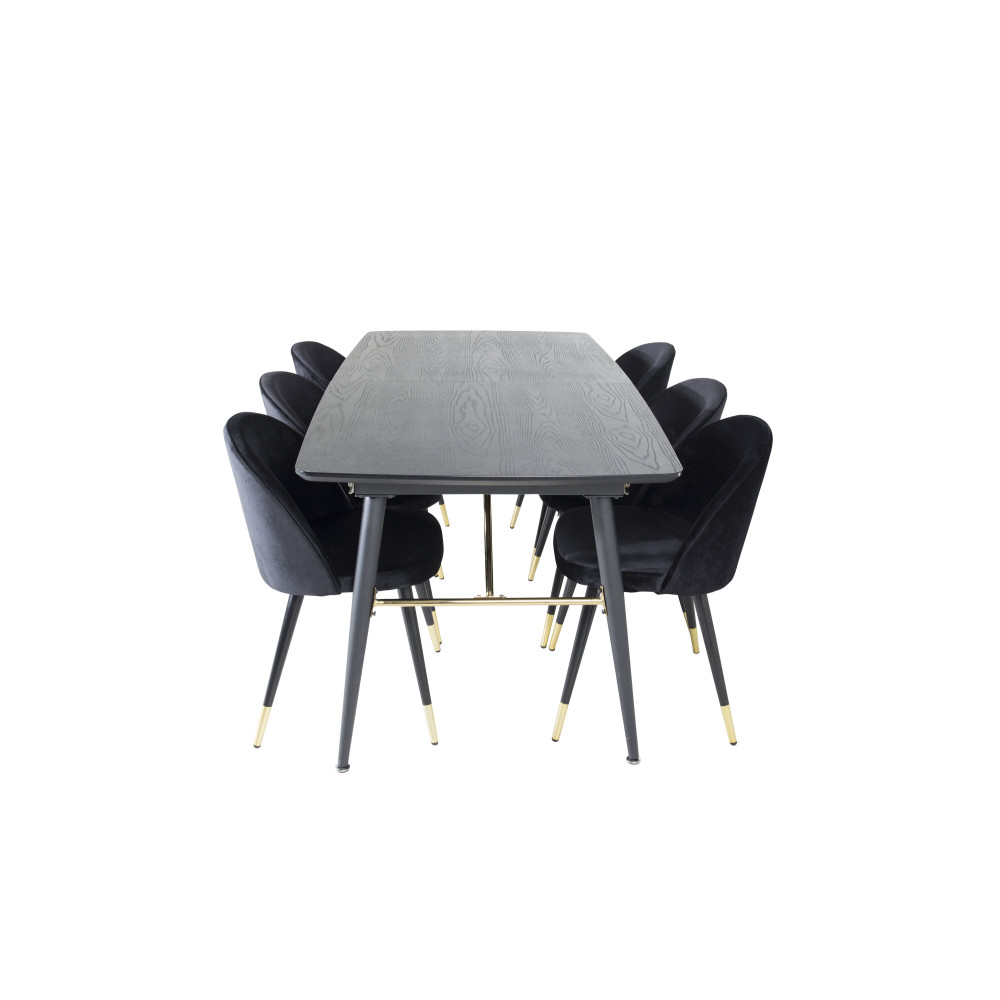 Produktbild för Gold Matbord med Velvet Stolarna